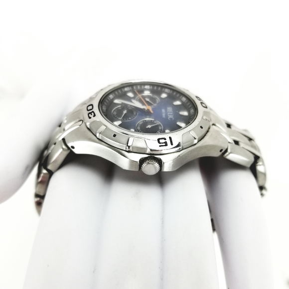 Relic Wet Zr549 Chrome Blue Dial 